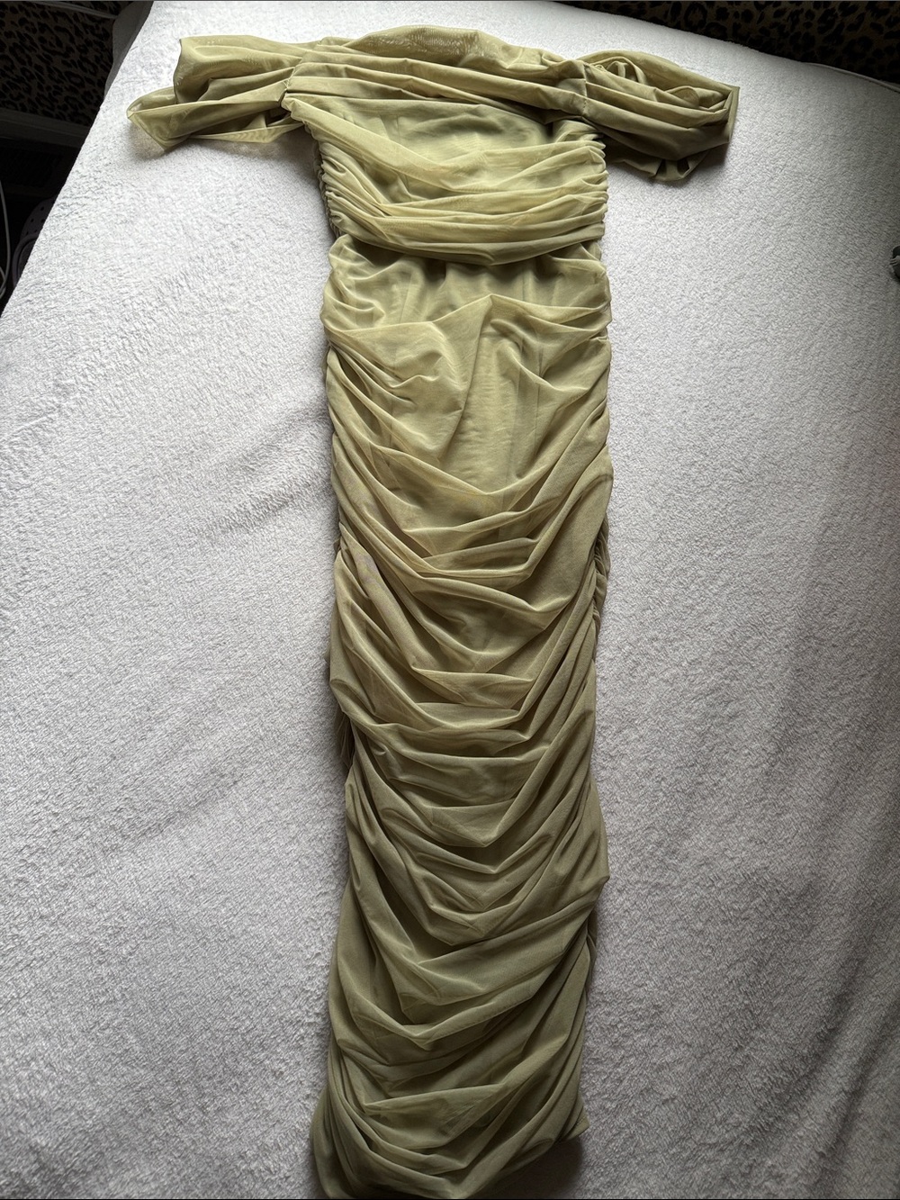 Missguided Olive Green One-Shoulder Ruched Maxi Dress